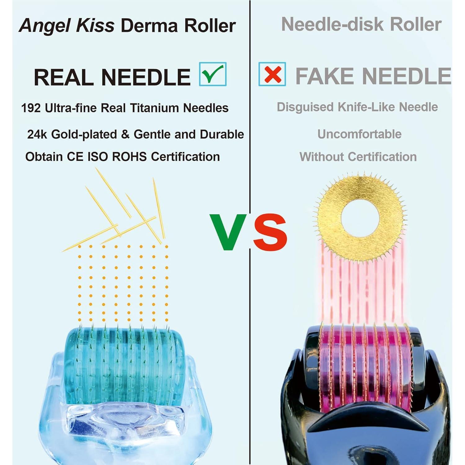 Rodillo Dermal Angel Kiss 0.25mm Titanio para Microneedling