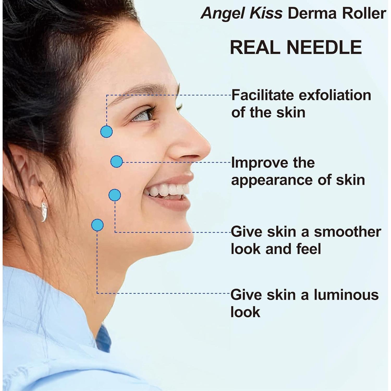 Rodillo Dermal Angel Kiss 0.25mm Titanio para Microneedling