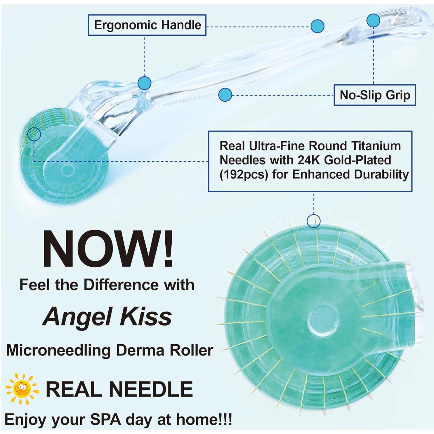 Rodillo Dermal Angel Kiss 0.25mm Titanio para Microneedling