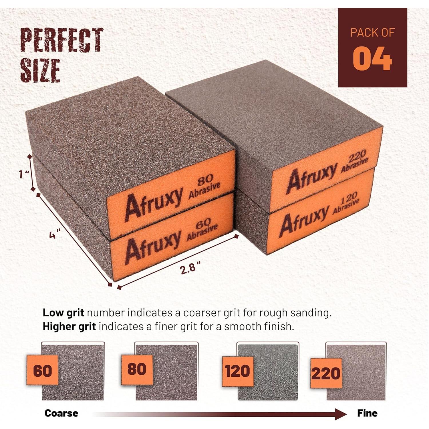 Esponjas de Lijado Afruxy 4-Pack con Guantes - Granos 60/80/120/220