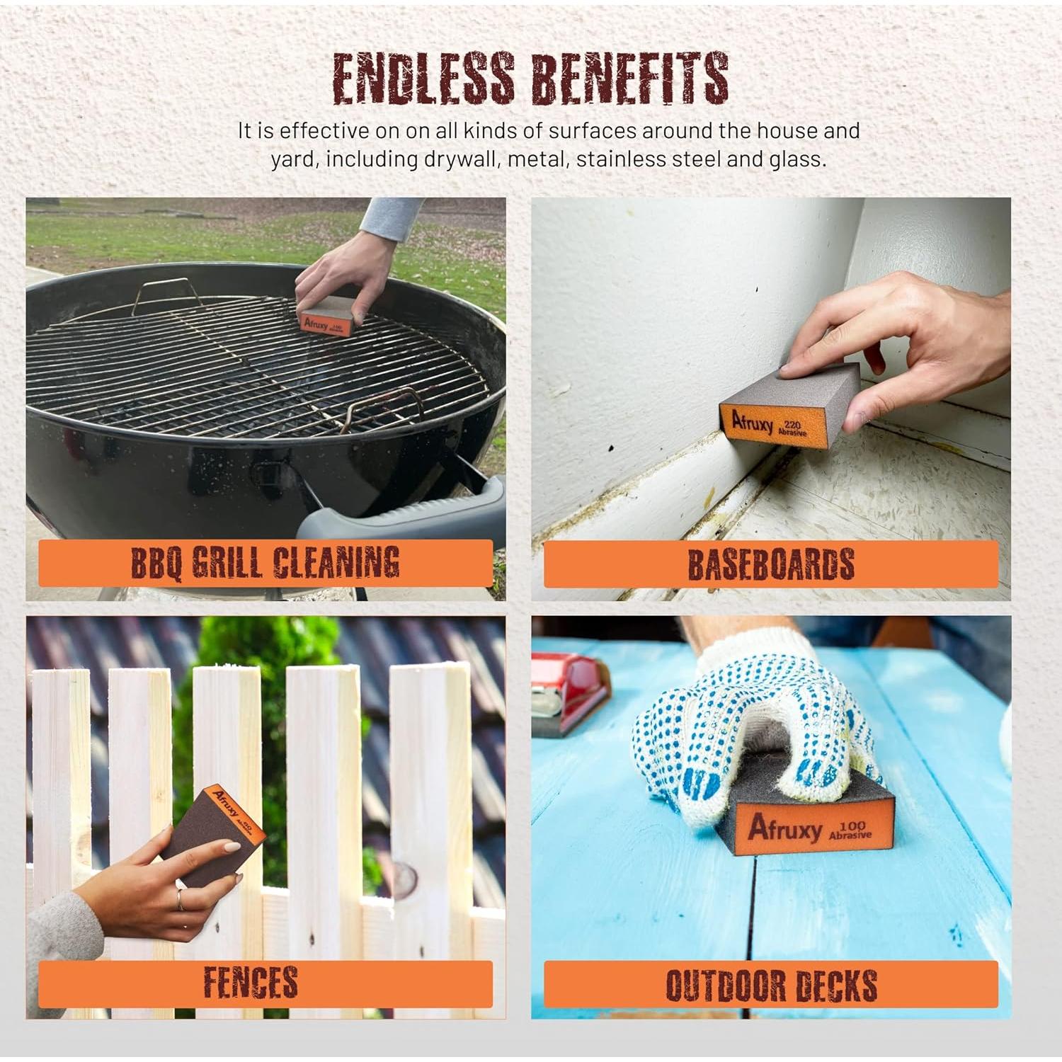 Esponjas de Lijado Afruxy 4-Pack con Guantes - Granos 60/80/120/220