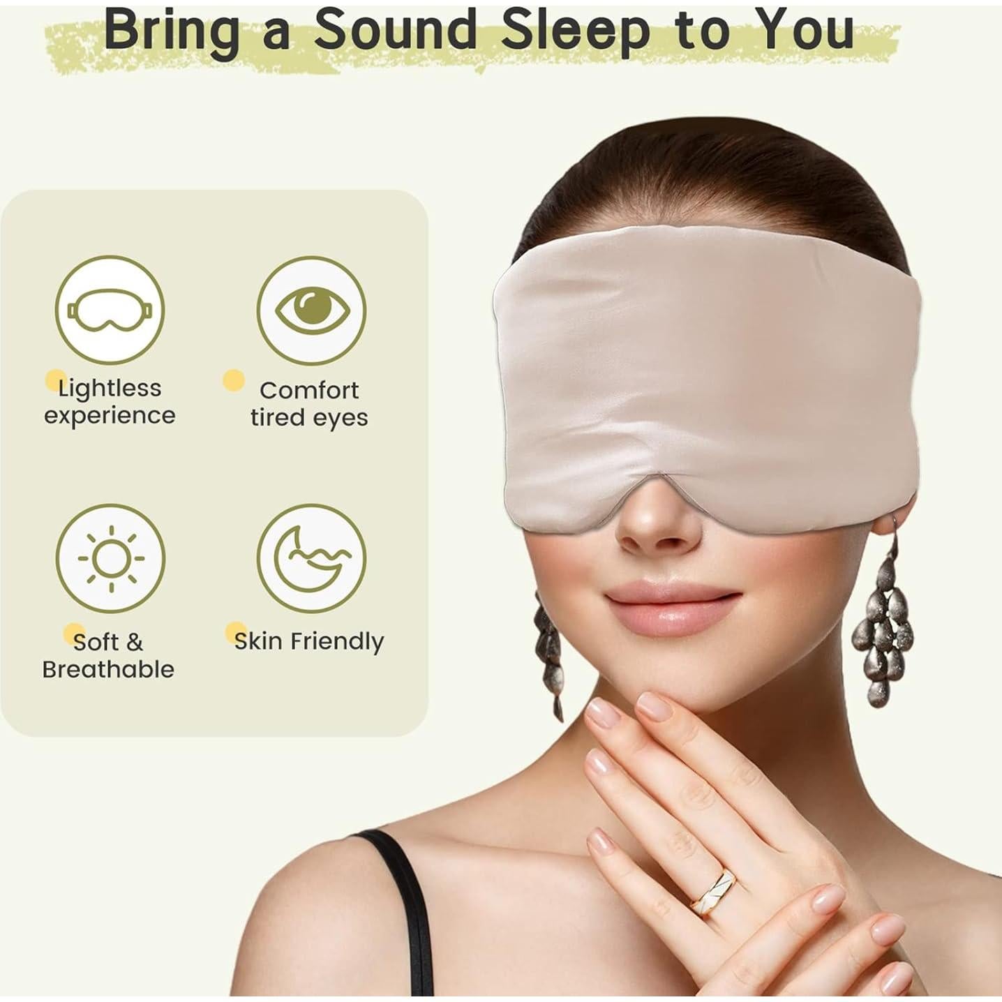 Máscara de Ojos de Bambú iCooBreeze Ajustable Grande Albaricoque