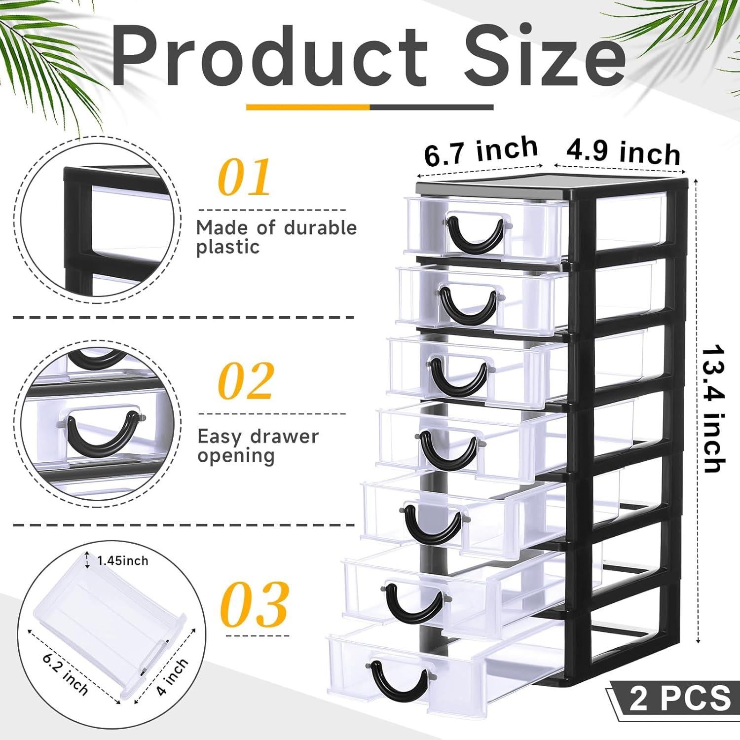 Organizador de Cajones Thyle 2 Pcs Plástico Apilable 7 Cajones