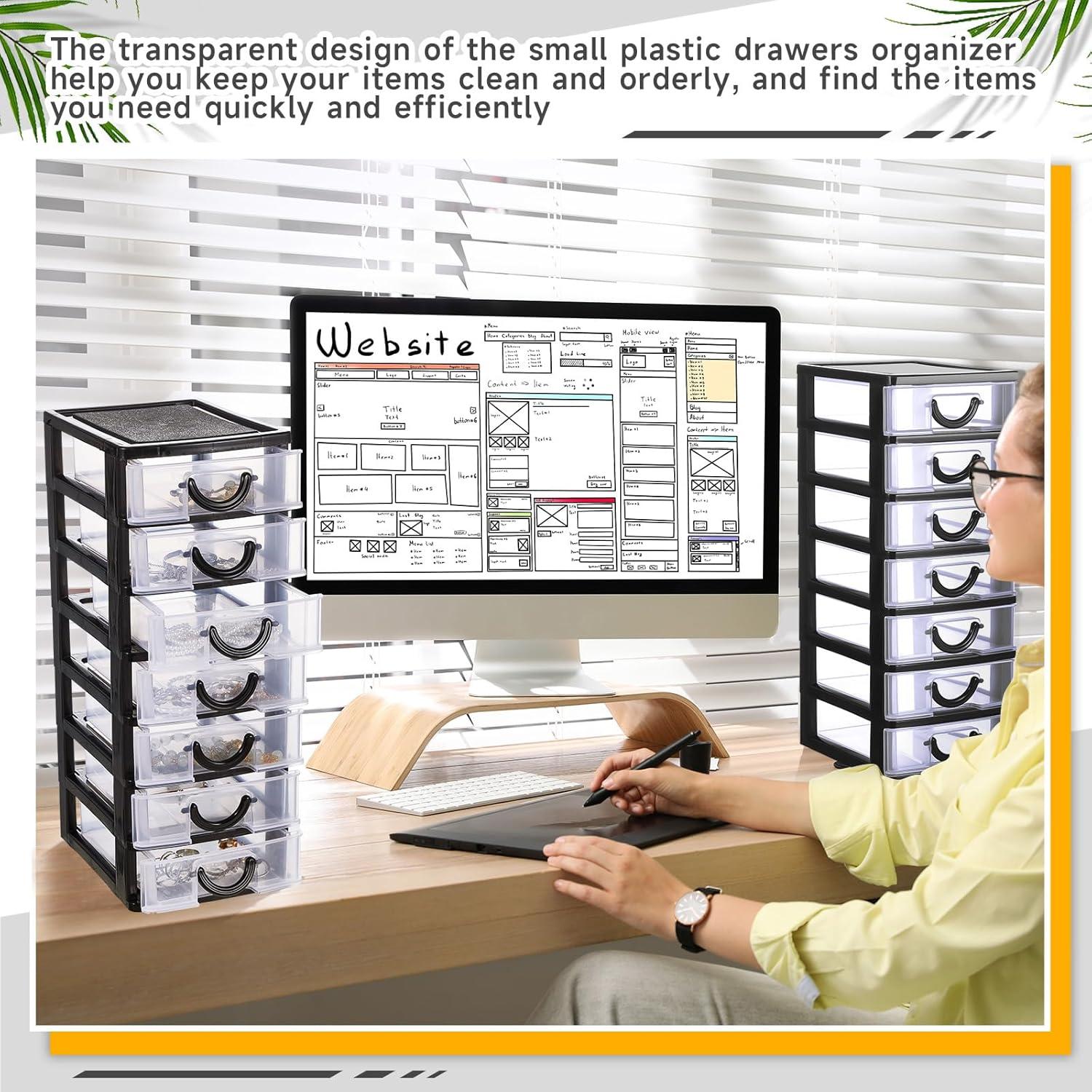 Organizador de Cajones Thyle 2 Pcs Plástico Apilable 7 Cajones