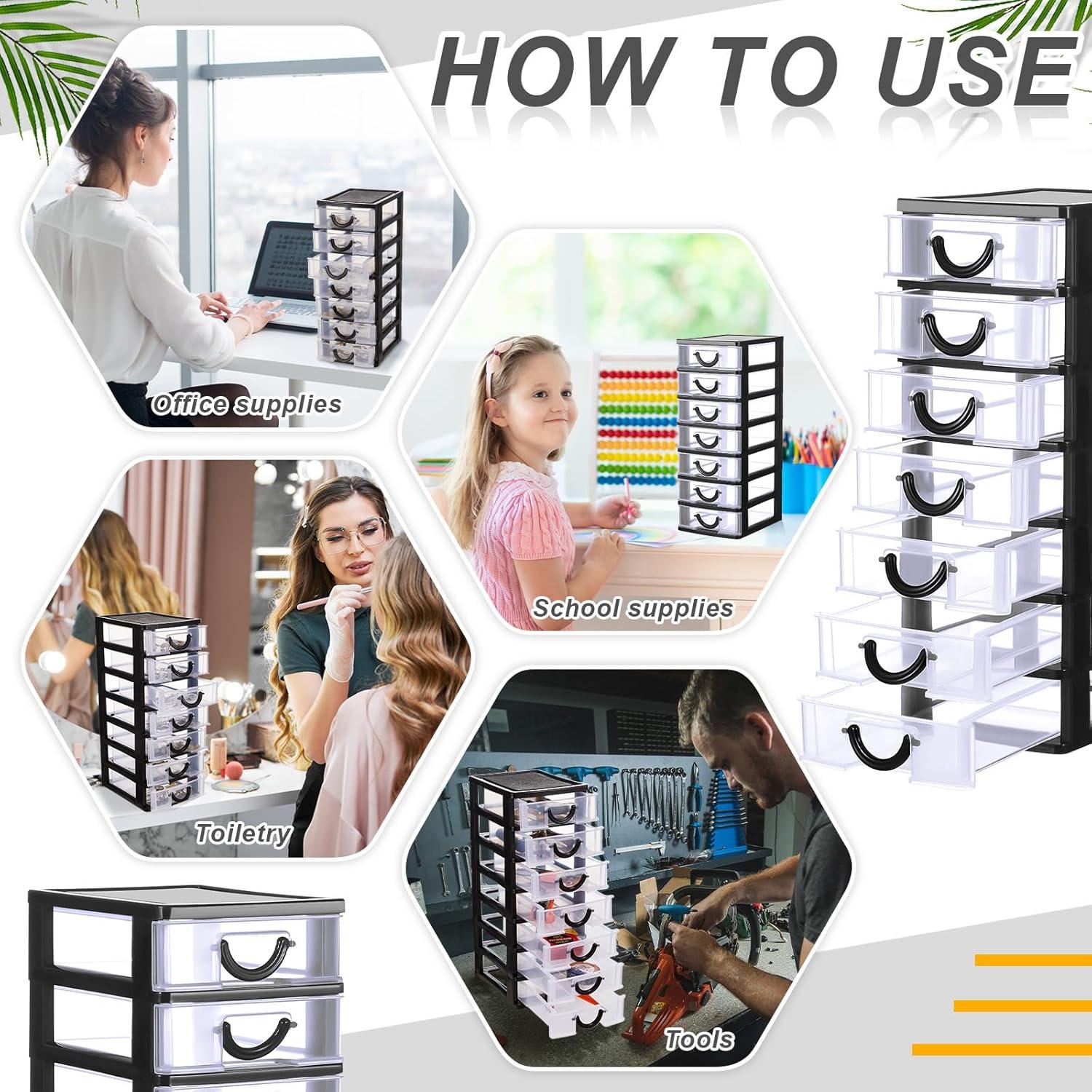 Organizador de Cajones Thyle 2 Pcs Plástico Apilable 7 Cajones