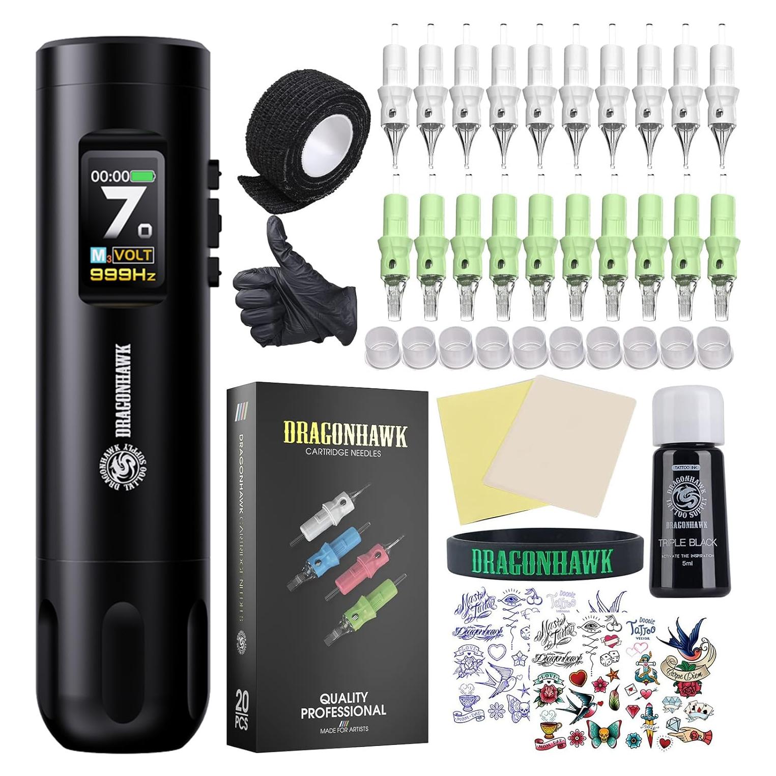 Kit de Tatuaje Dragonhawk X7 Inalámbrico con Pantalla Inteligente
