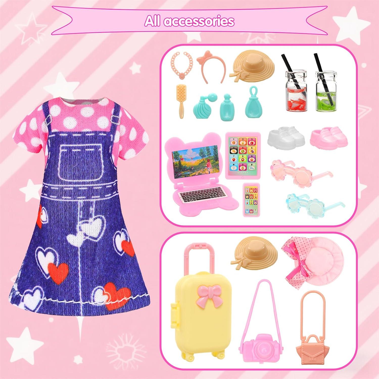 Maleta de Muñeca Miunana 27 Pcs con Ropa y Accesorios