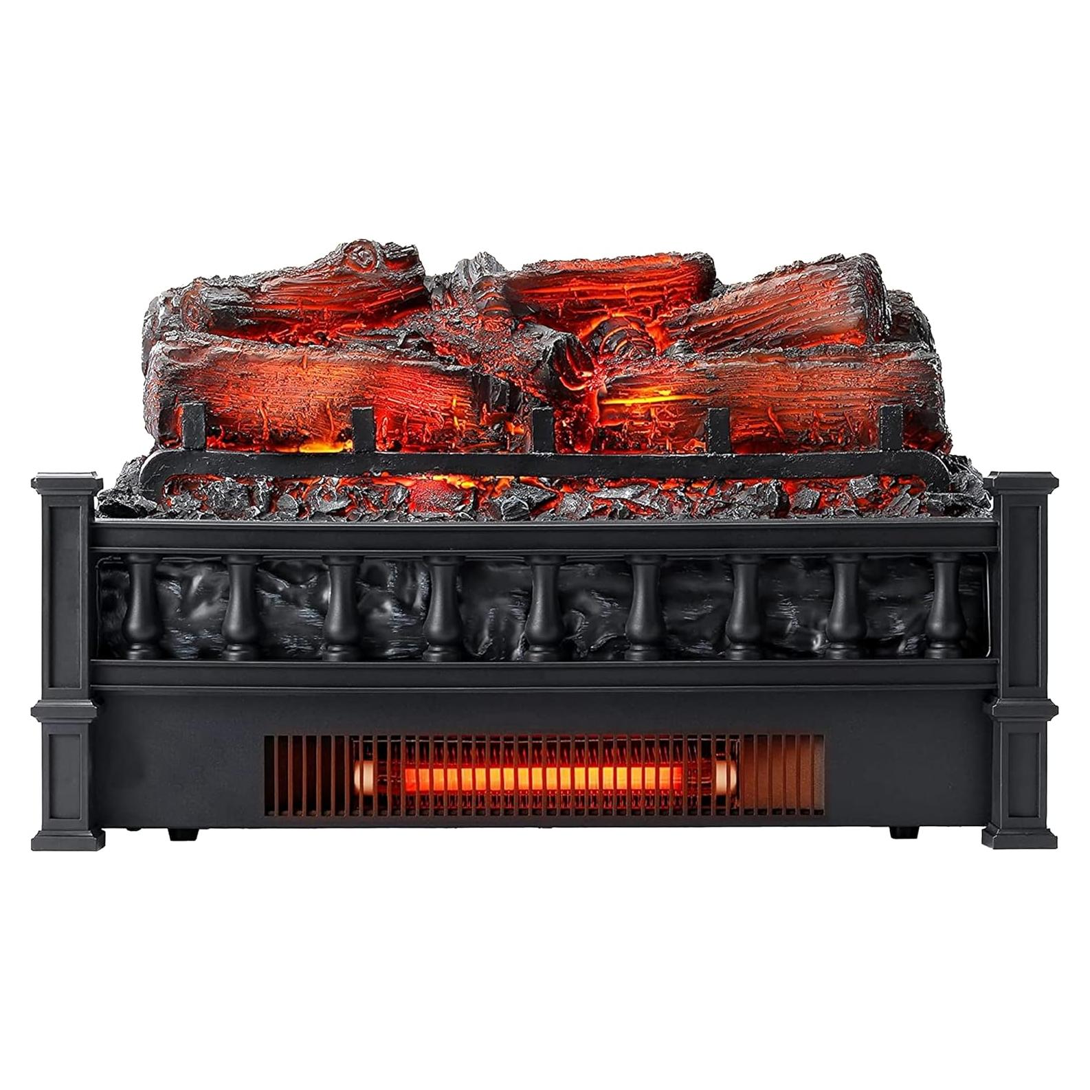 Calentador de Chimenea Eléctrico GarveeHome 20" Negro Efecto Llama