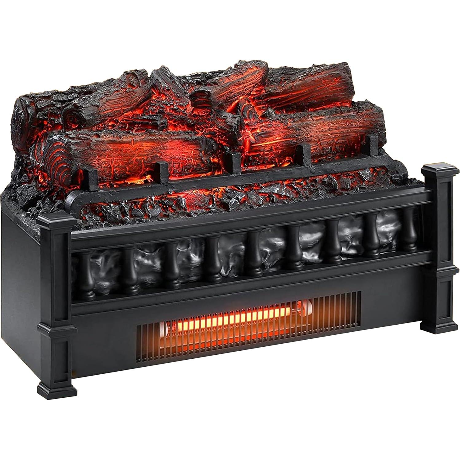 Calentador de Chimenea Eléctrico GarveeHome 20" Negro Efecto Llama