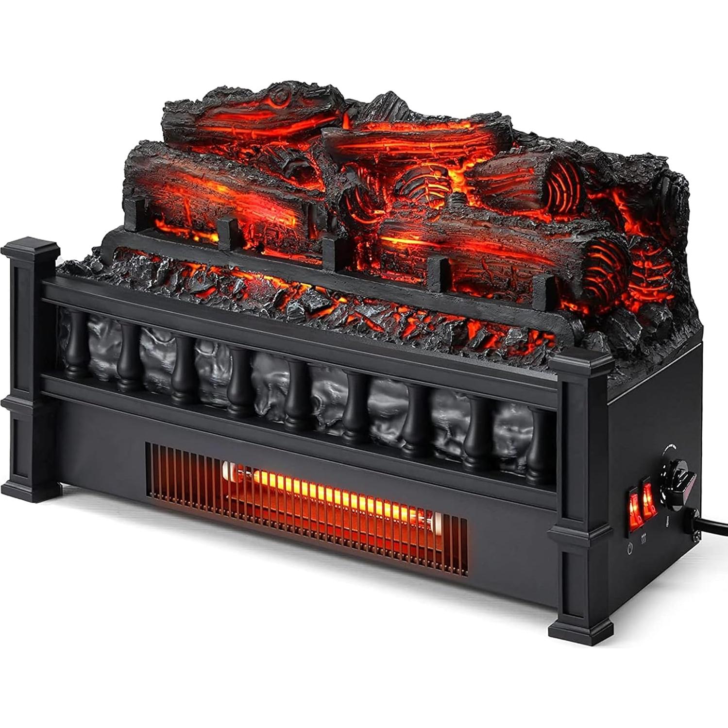 Calentador de Chimenea Eléctrico GarveeHome 20" Negro Efecto Llama