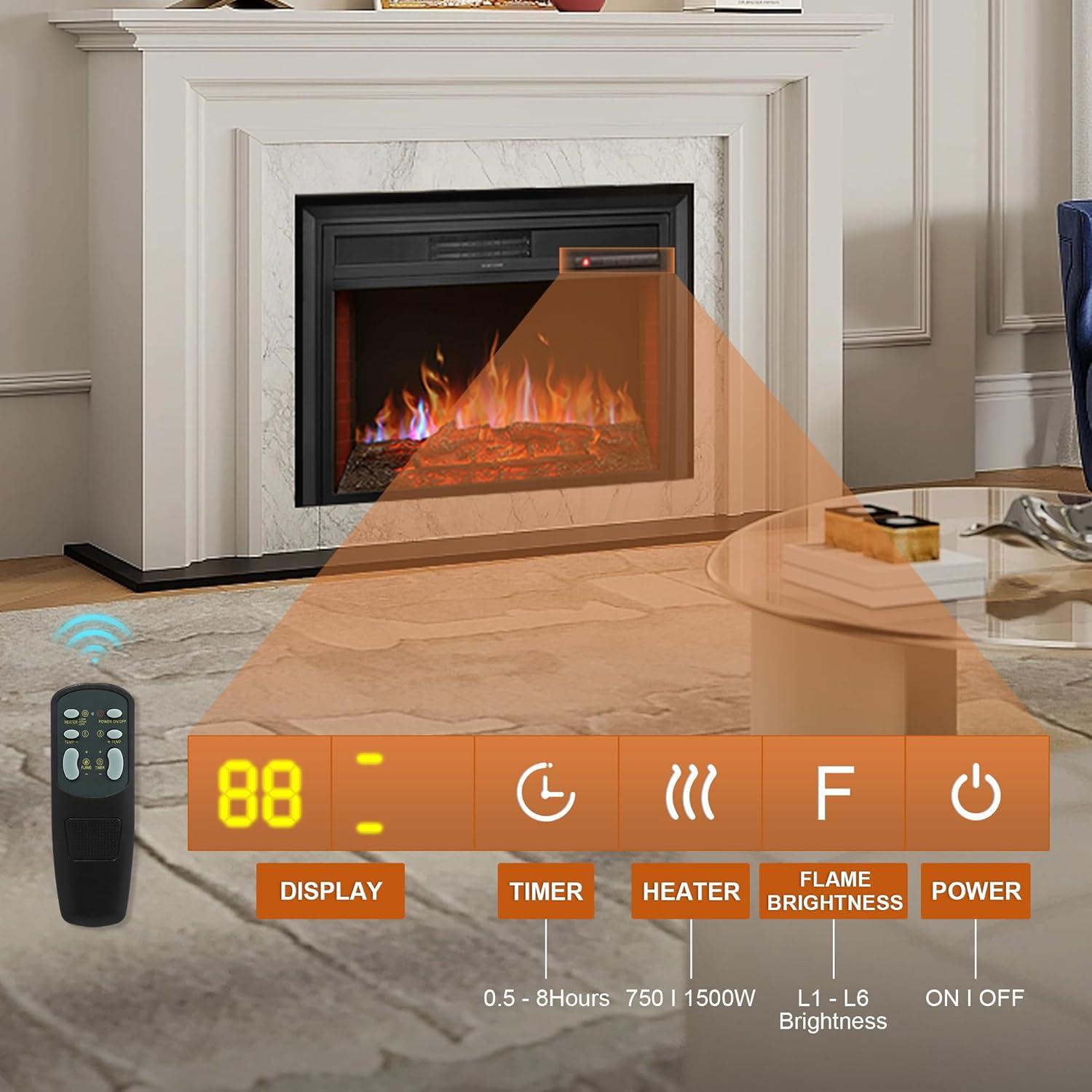 Insertos de Chimenea Eléctrica FLAME&SHADE 28" 750/1500W Negro