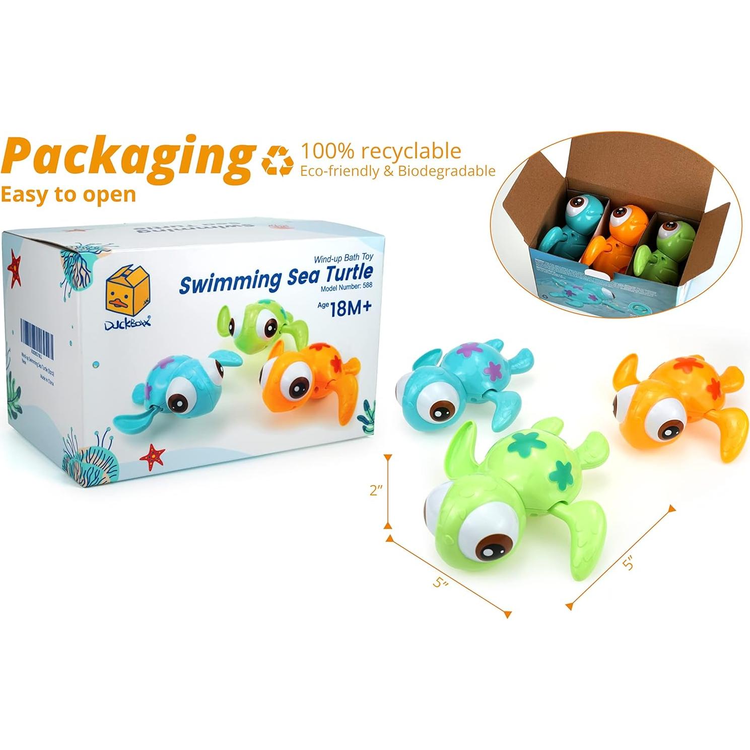 Juguete de Baño a Resorte Tortugas Marinas LITTLE BESSN 3pcs