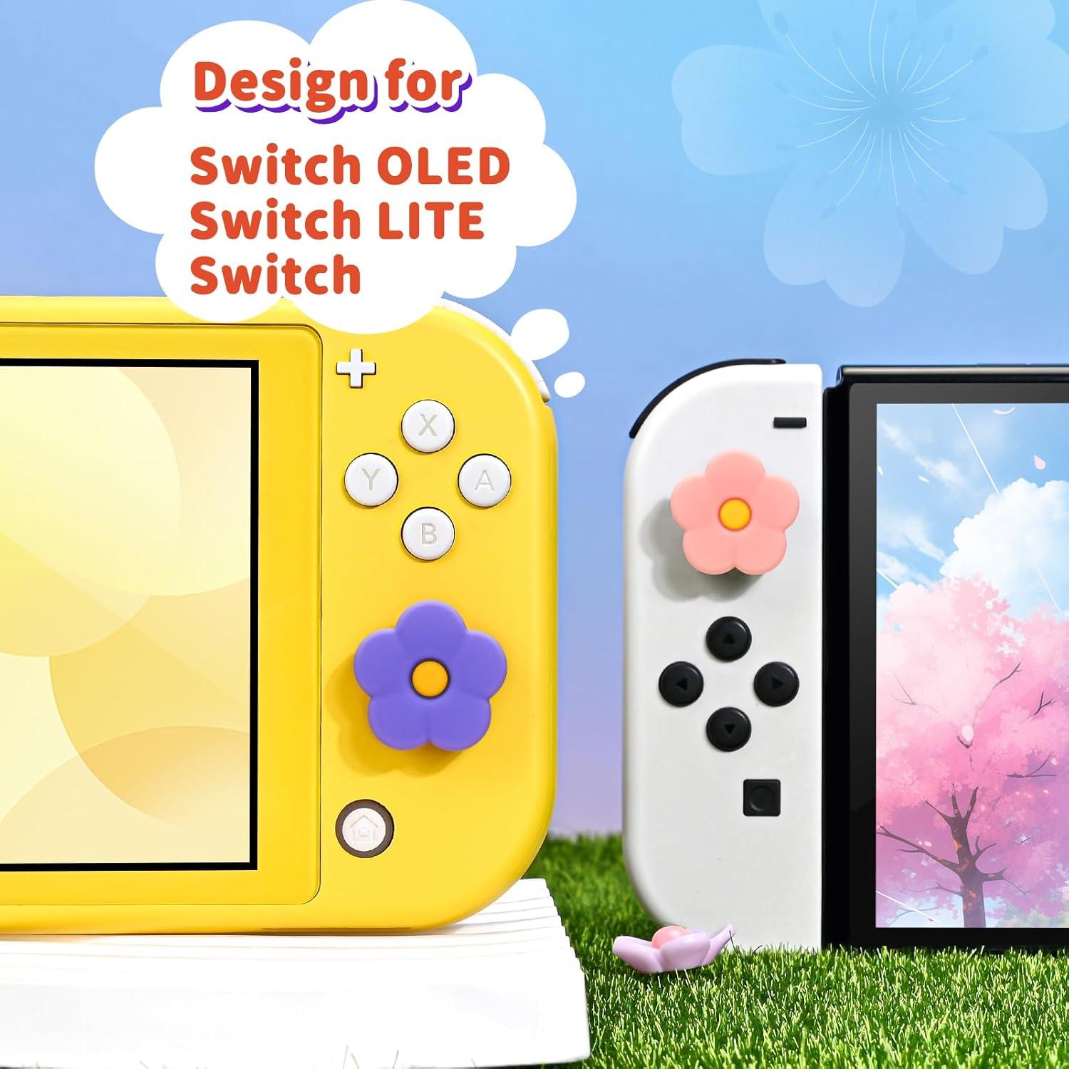Tapas de agarre DLseego para Joy-Con Switch Lite OLED - Flor 1