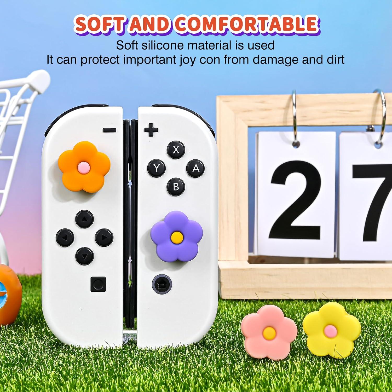 Tapas de agarre DLseego para Joy-Con Switch Lite OLED - Flor 1