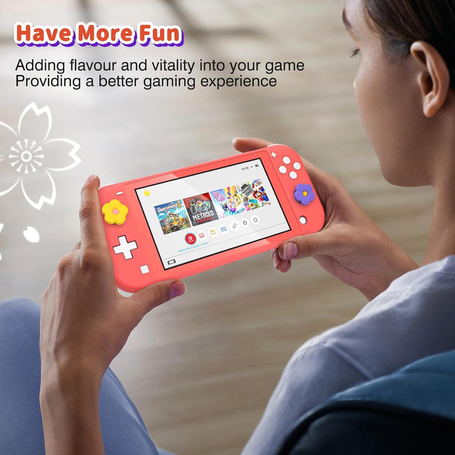 Tapas de agarre DLseego para Joy-Con Switch Lite OLED - Flor 1