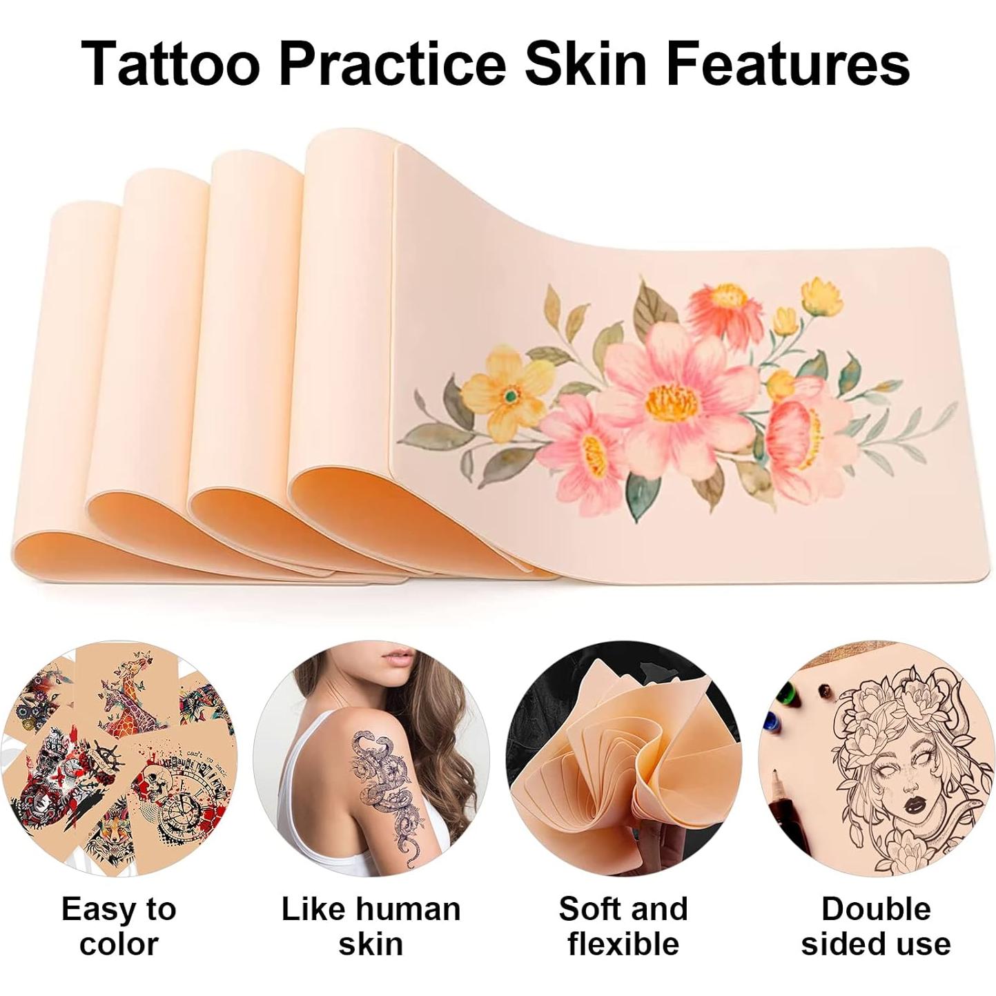 Kit de Práctica de Tatuaje Autdor 16 Piezas - Piel Falsa y Papel