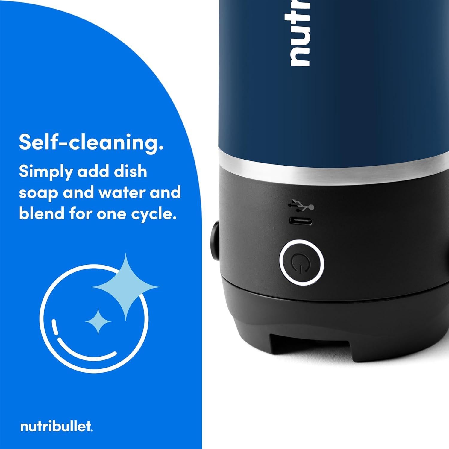 Licuadora Portátil NutriBullet Flip 20 oz Sin Cable Índigo