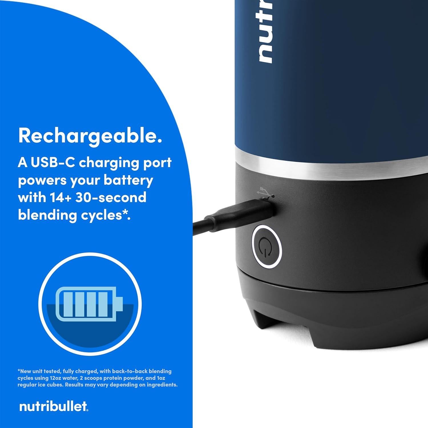 Licuadora Portátil NutriBullet Flip 20 oz Sin Cable Índigo