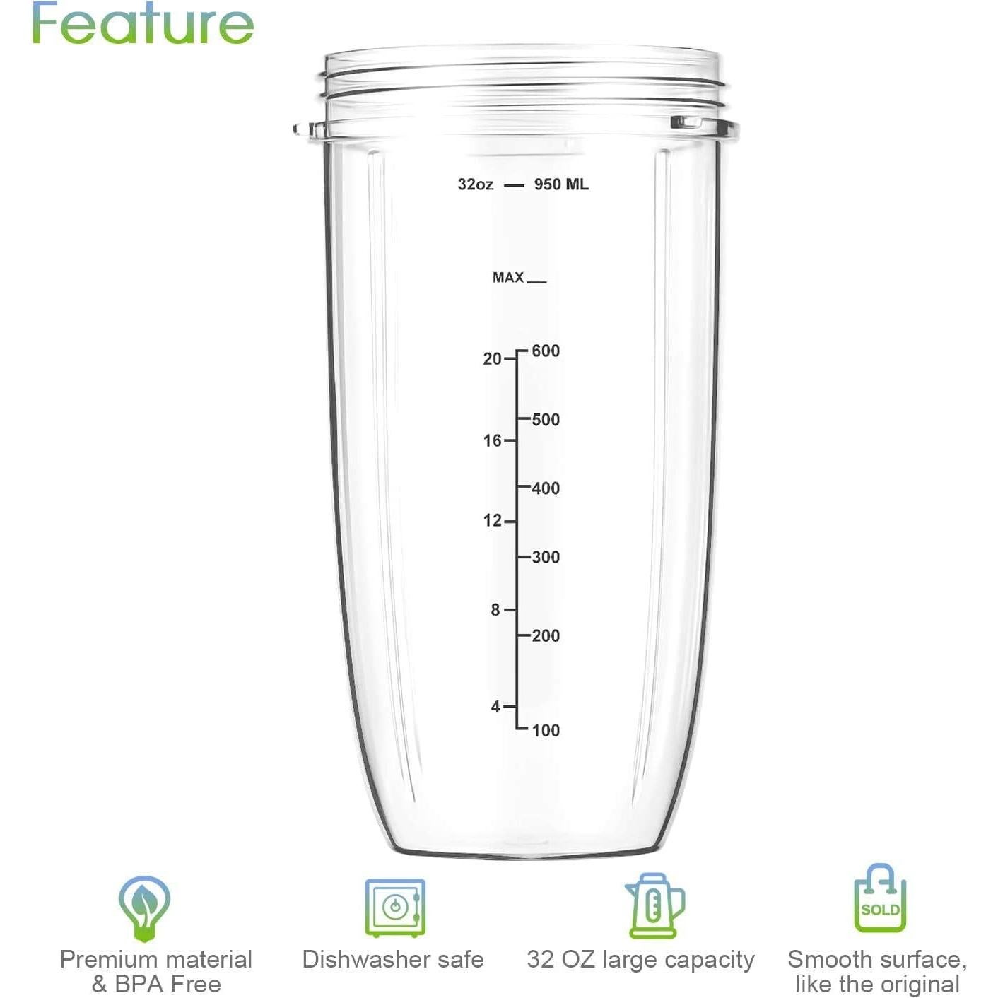 Juego de Tazas y Cuchilla Nutribullet MEET JUICE 32 oz
