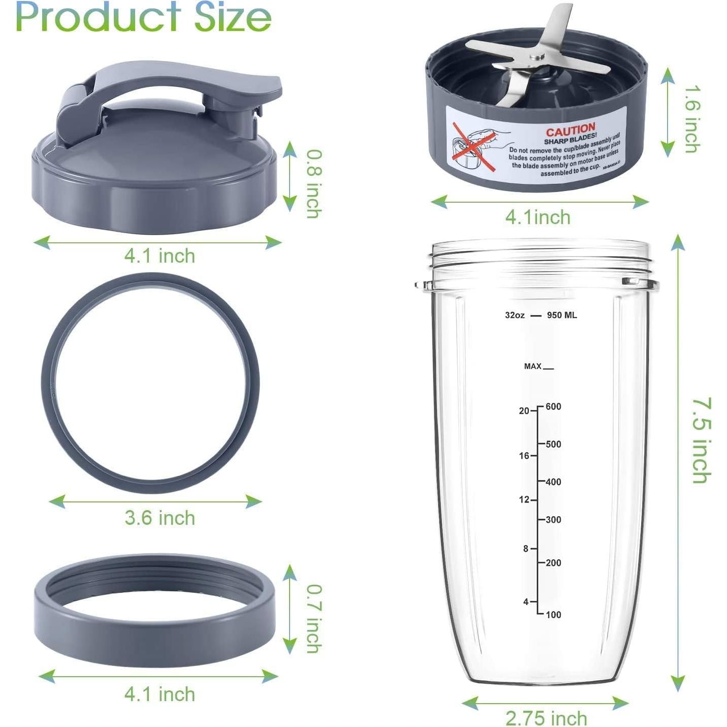 Juego de Tazas y Cuchilla Nutribullet MEET JUICE 32 oz