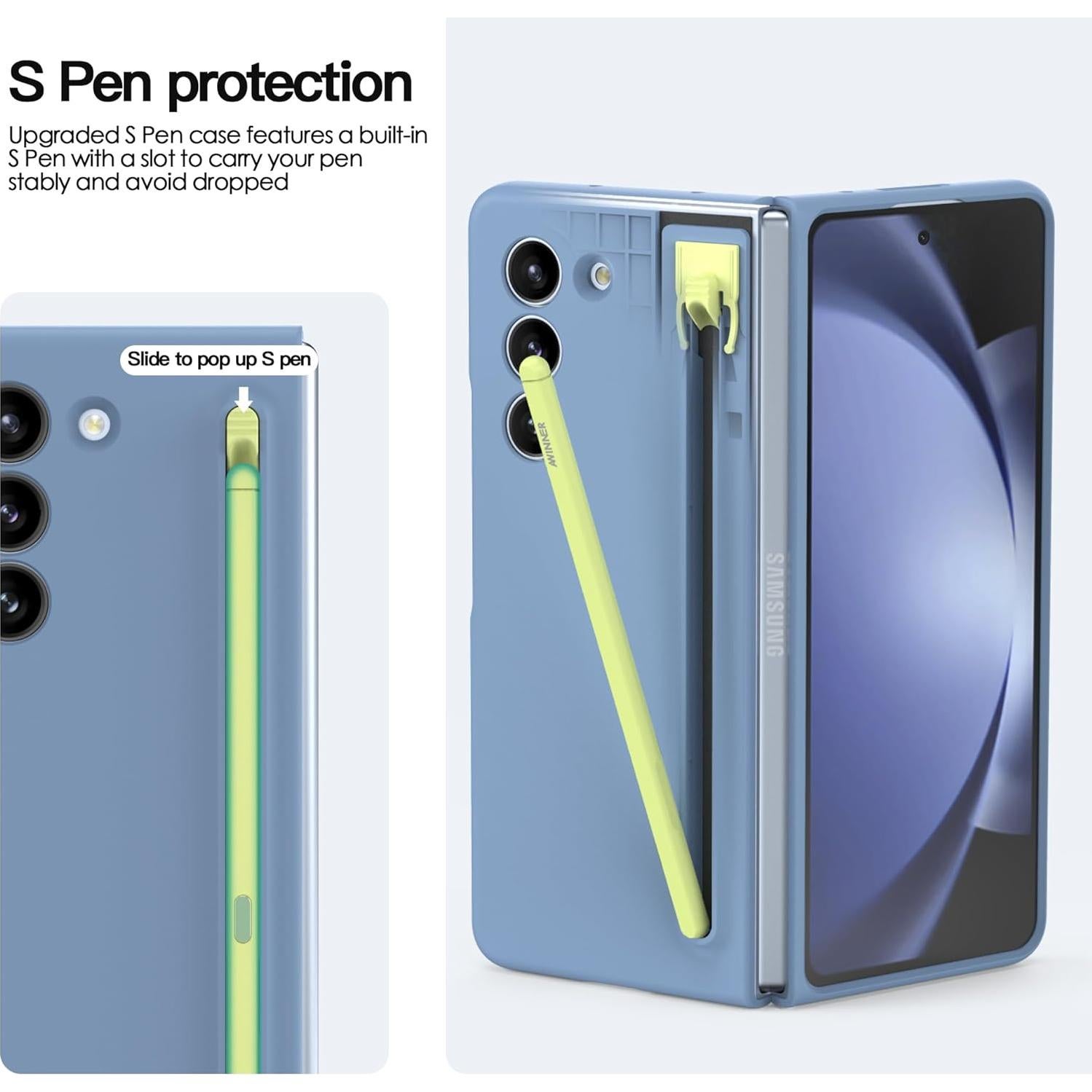 Funda AWINNER para Samsung Galaxy Z Fold5 con S Pen Azul