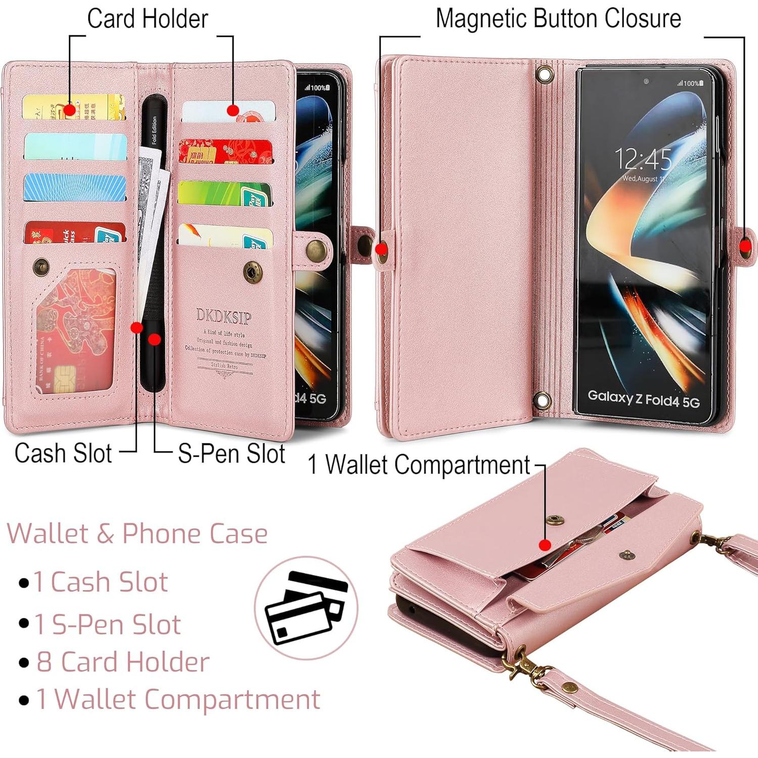 Funda Cartera DKDKSIP Rosa para Samsung Galaxy Z Fold 6