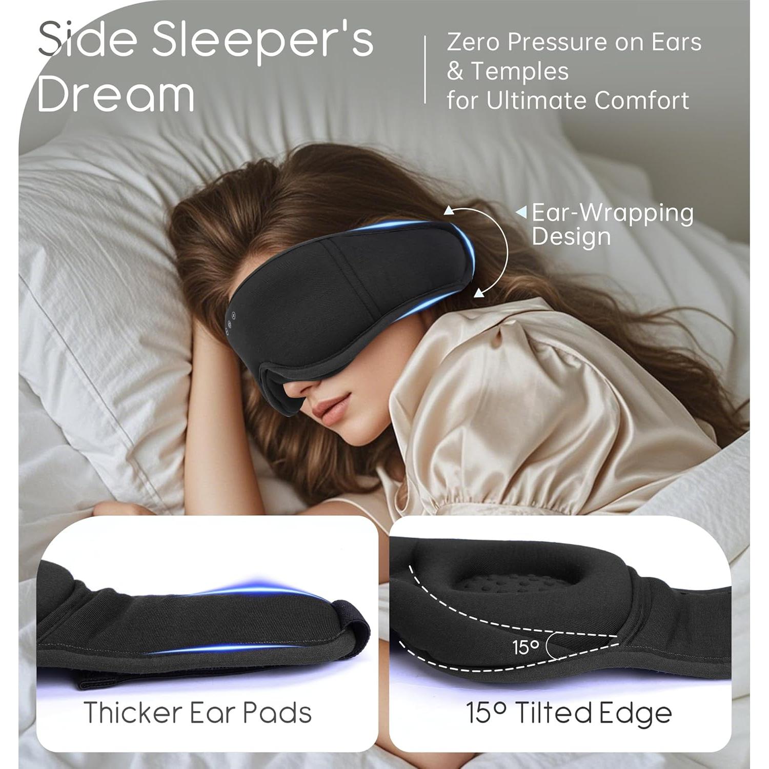 Máscara para dormir Bluetooth TOPOINT GH02 3D con algodón de bambú