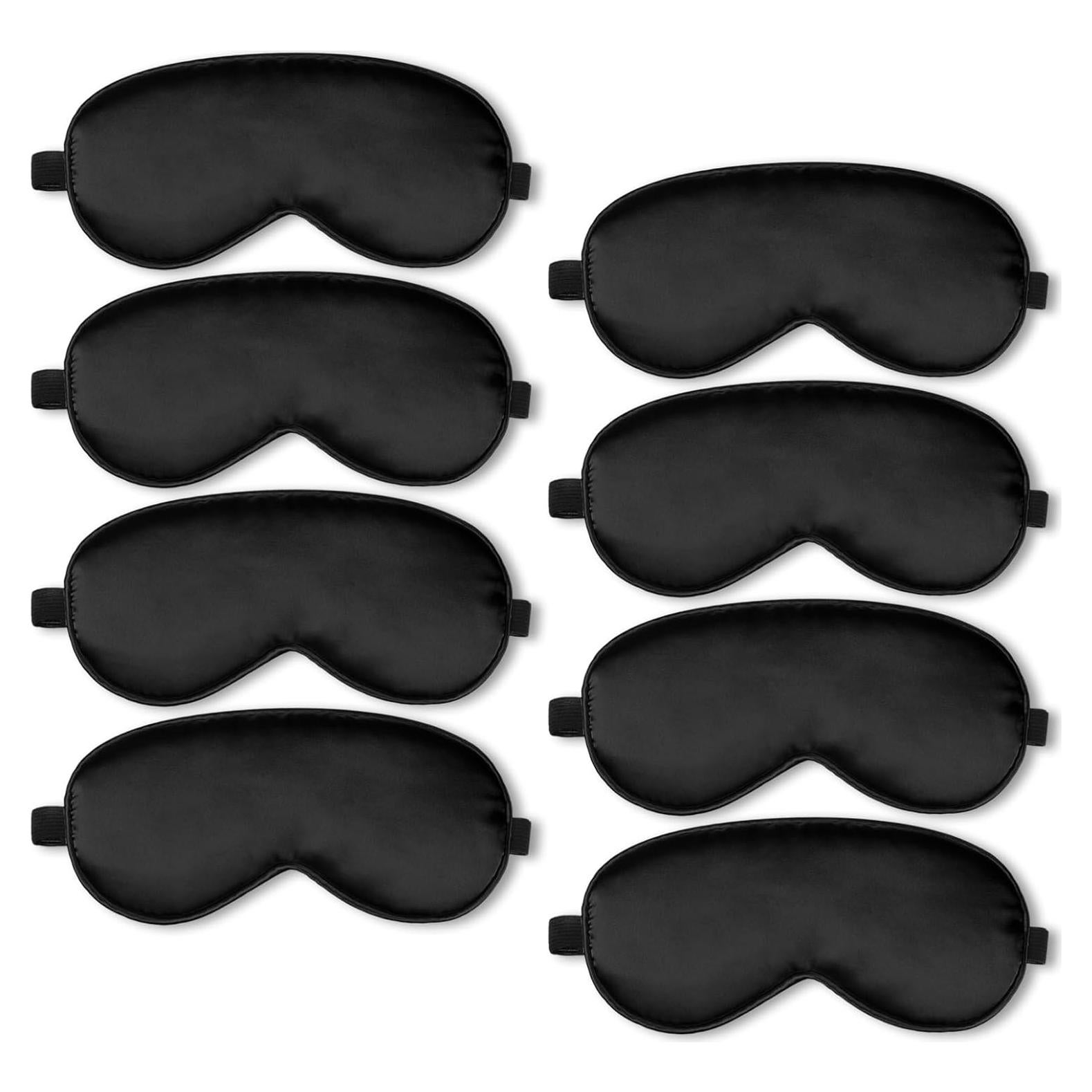 BBTO 8 Piezas Máscaras de Sueño de Seda Ajustables - Negro