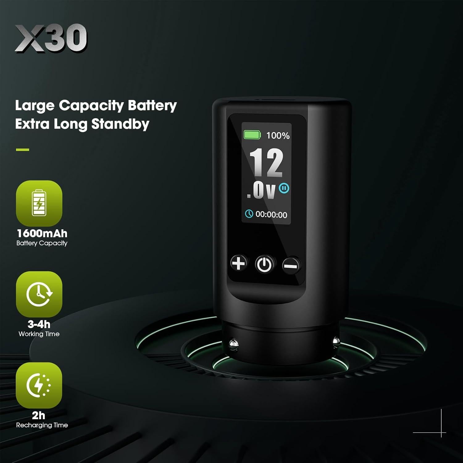 Kit de Máquina de Tatuaje Filter X30 con 20 Agujas y 8 Tintas