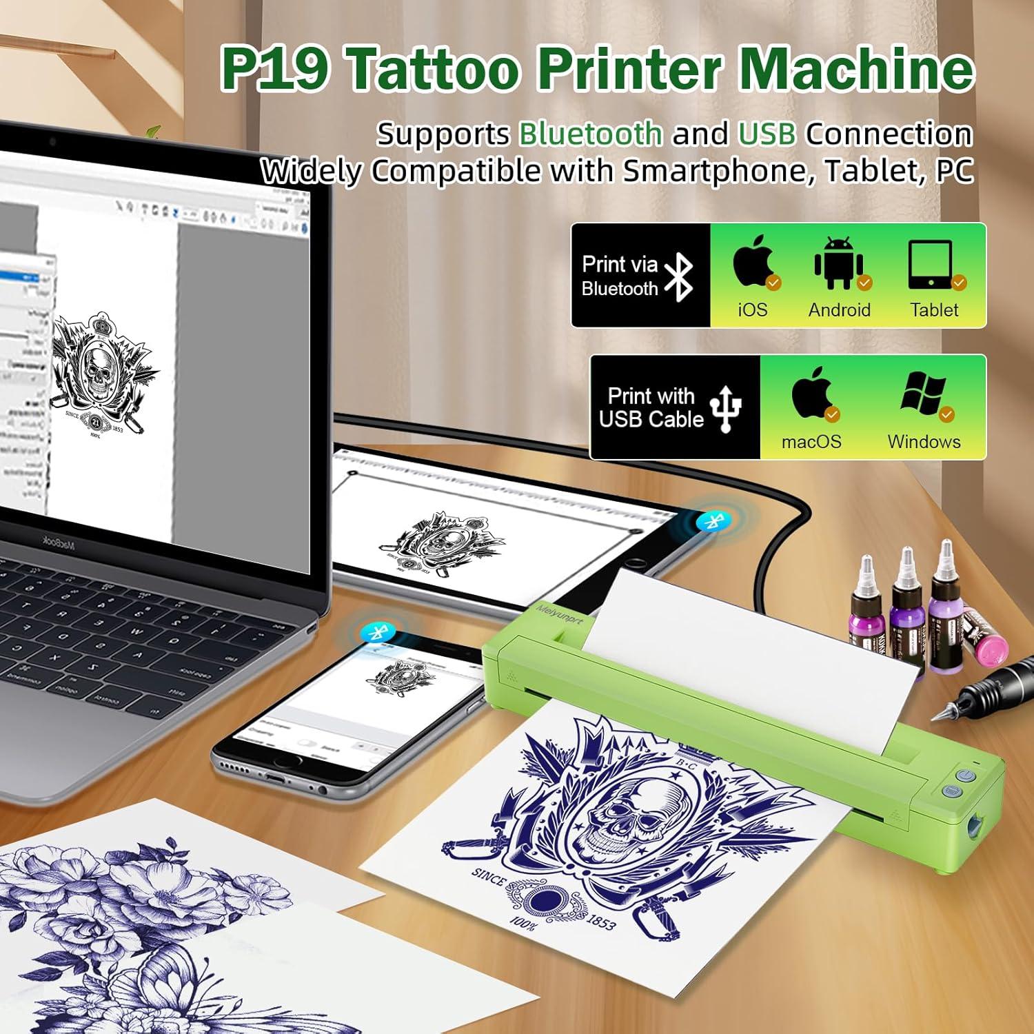 Impresora de Plantillas de Tatuaje Meiyunprt P19 Inalámbrica