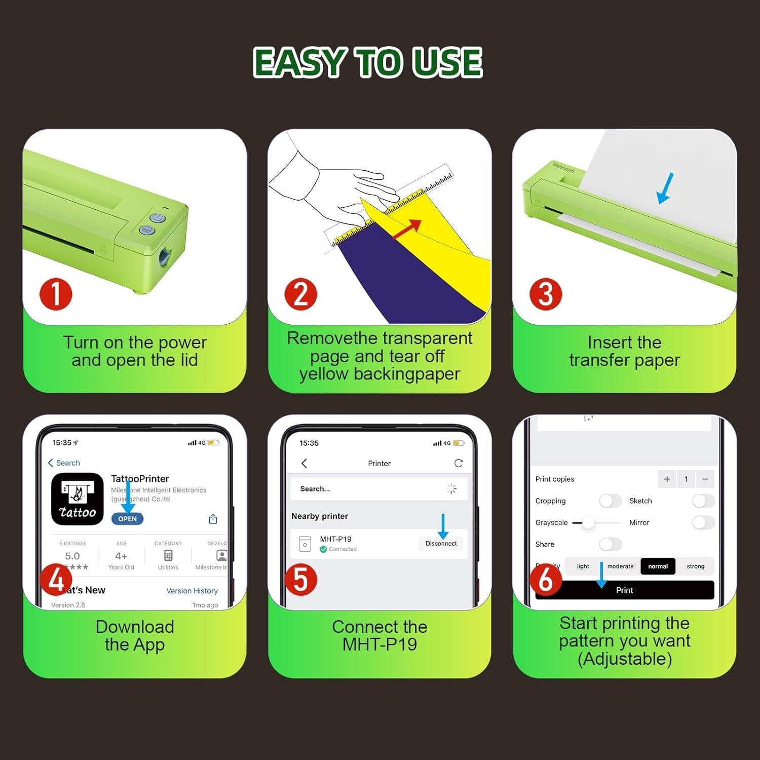 Impresora de Plantillas de Tatuaje Meiyunprt P19 Inalámbrica