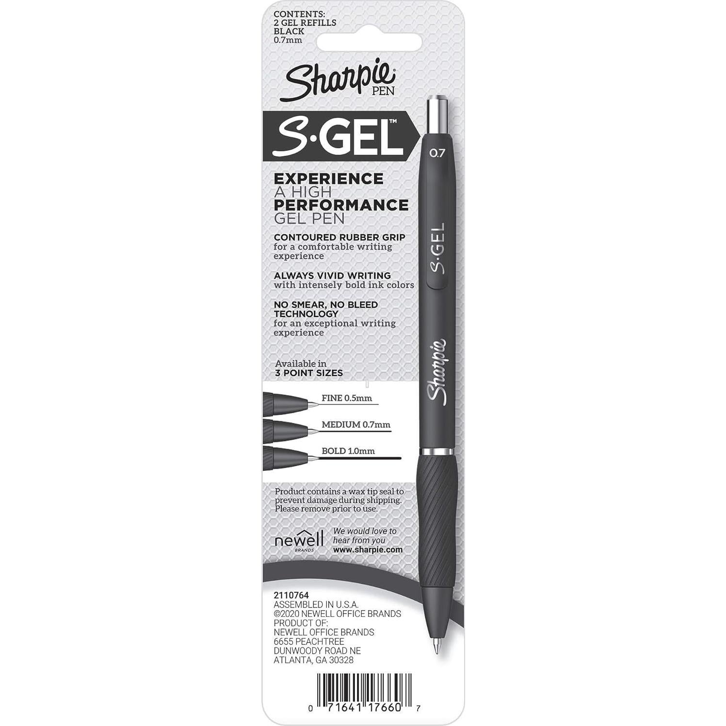 Recargas Sharpie S-Gel 0.7mm Tinta Negra 12 Unidades