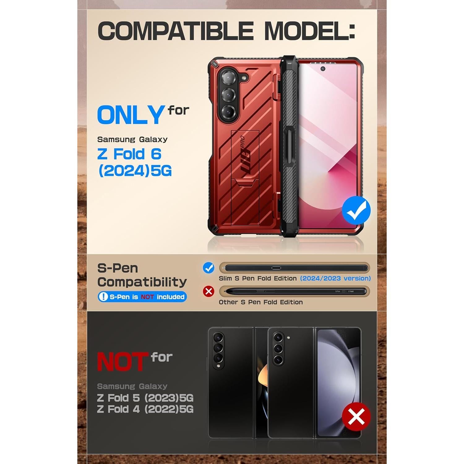 Funda SUPCASE para Samsung Galaxy Z Fold 6 con Soporte S Pen