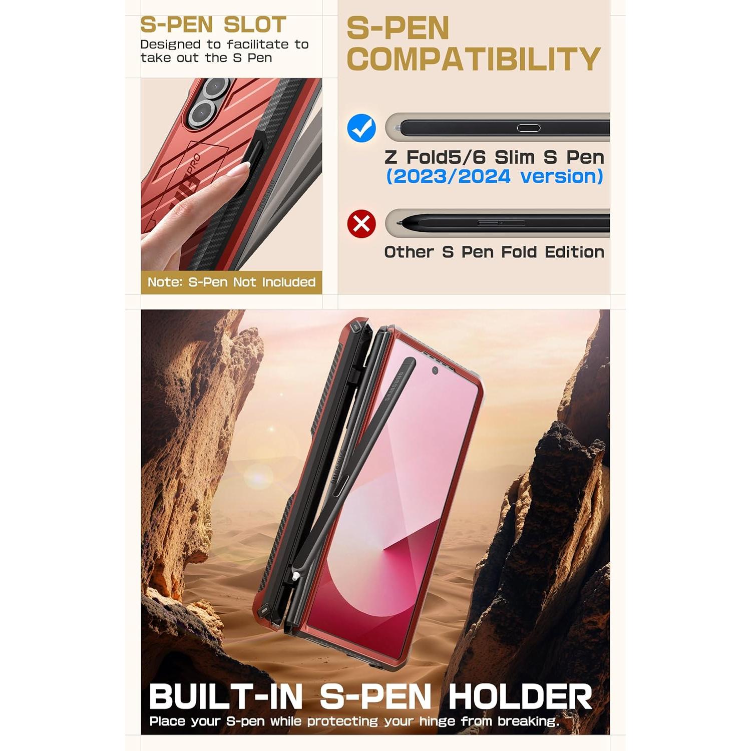 Funda SUPCASE para Samsung Galaxy Z Fold 6 con Soporte S Pen