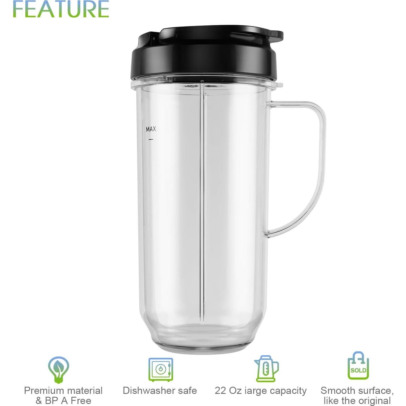Juego de 5 tazas Magic Bullet 22 oz con tapa y cuchilla