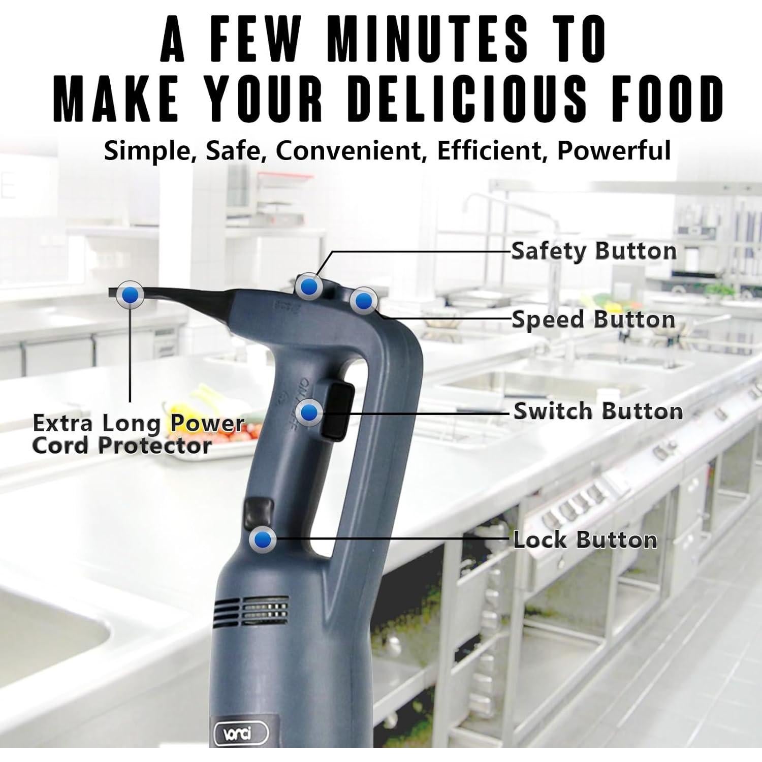 Batidora de Inmersión VONCI 500W Eje 40cm Velocidad 6000-20000RPM