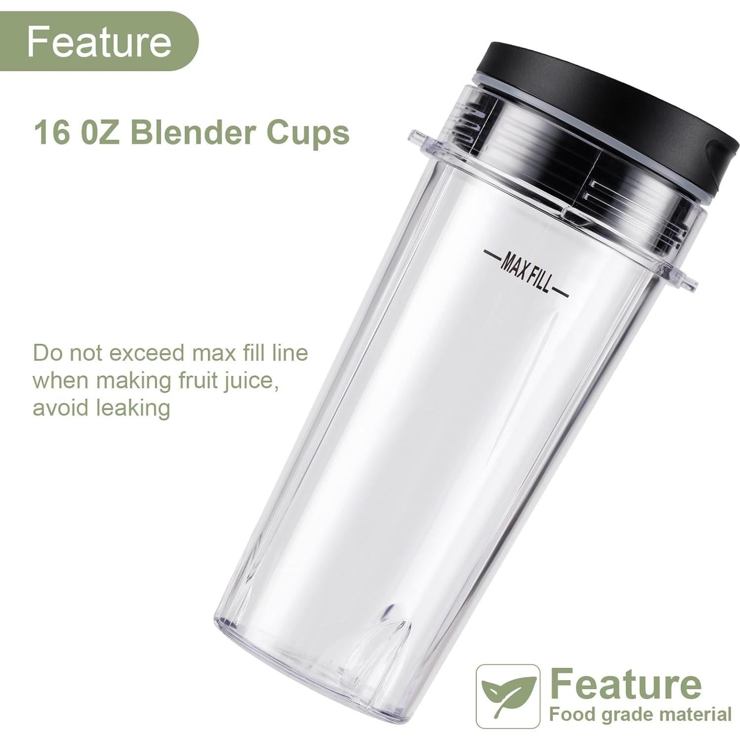 Tazas de Licuadora Ninja 16 oz 5 Piezas con Cuchilla