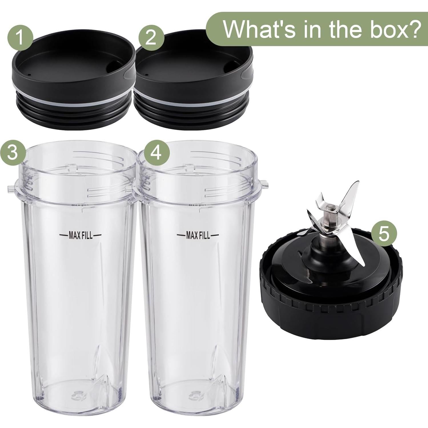 Tazas de Licuadora Ninja 16 oz 5 Piezas con Cuchilla