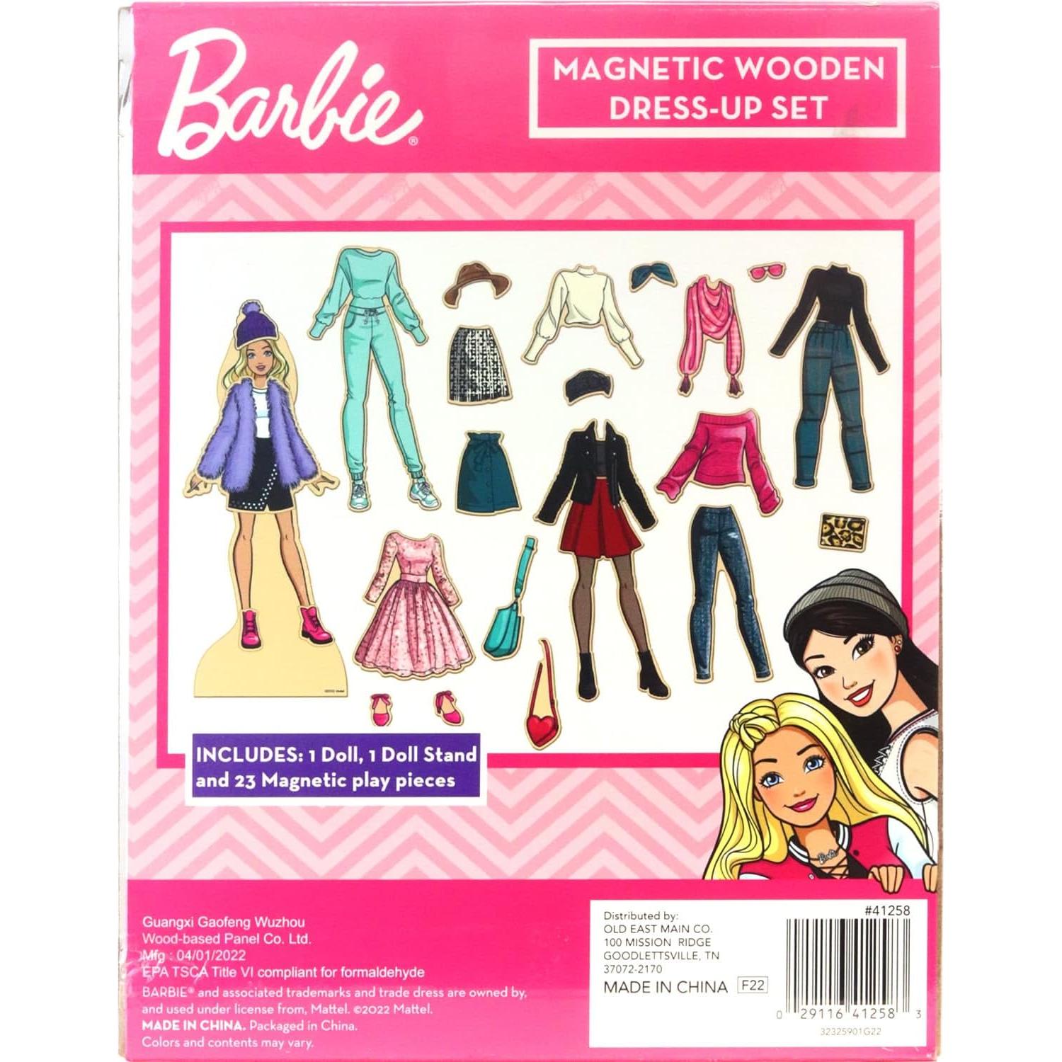 Juguete de Vestir Magnético de Madera Barbie - 26 Piezas