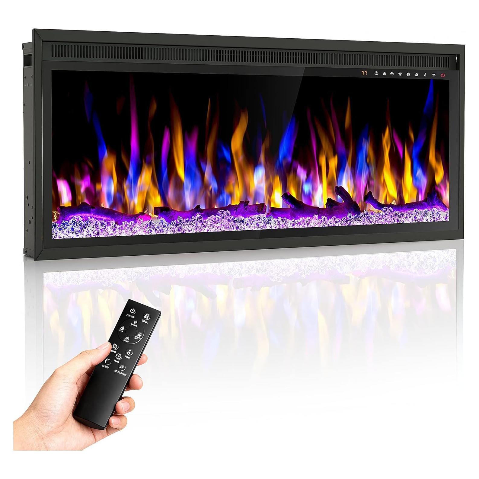 Chimenea eléctrica empotrada Riseon EFW-42A 1500W negra