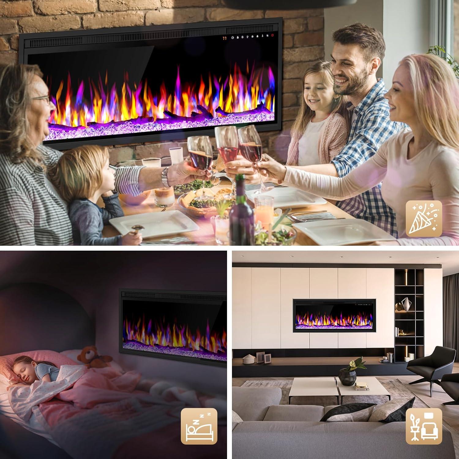 Chimenea eléctrica empotrada Riseon EFW-42A 1500W negra