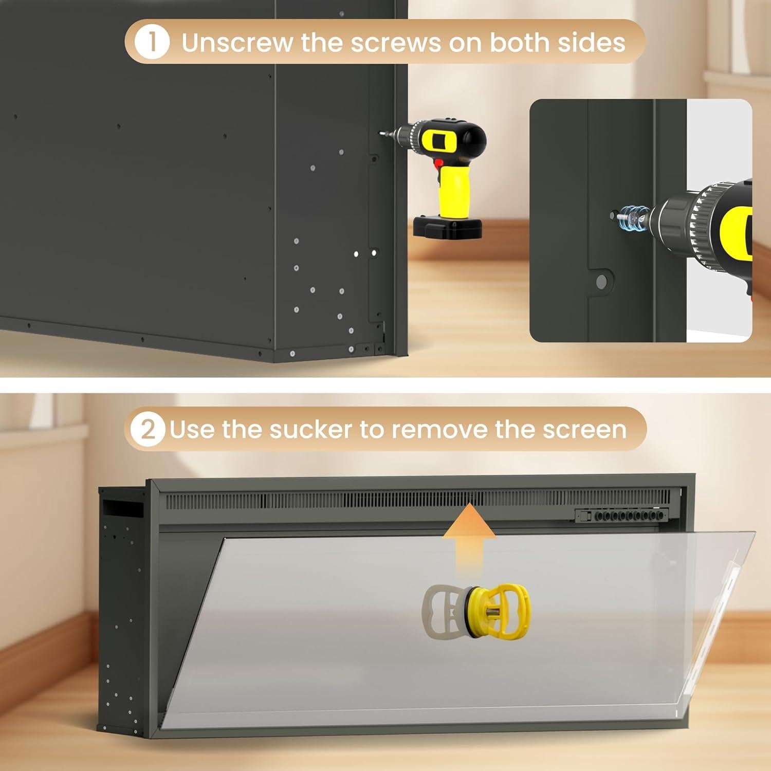 Chimenea eléctrica empotrada Riseon EFW-42A 1500W negra