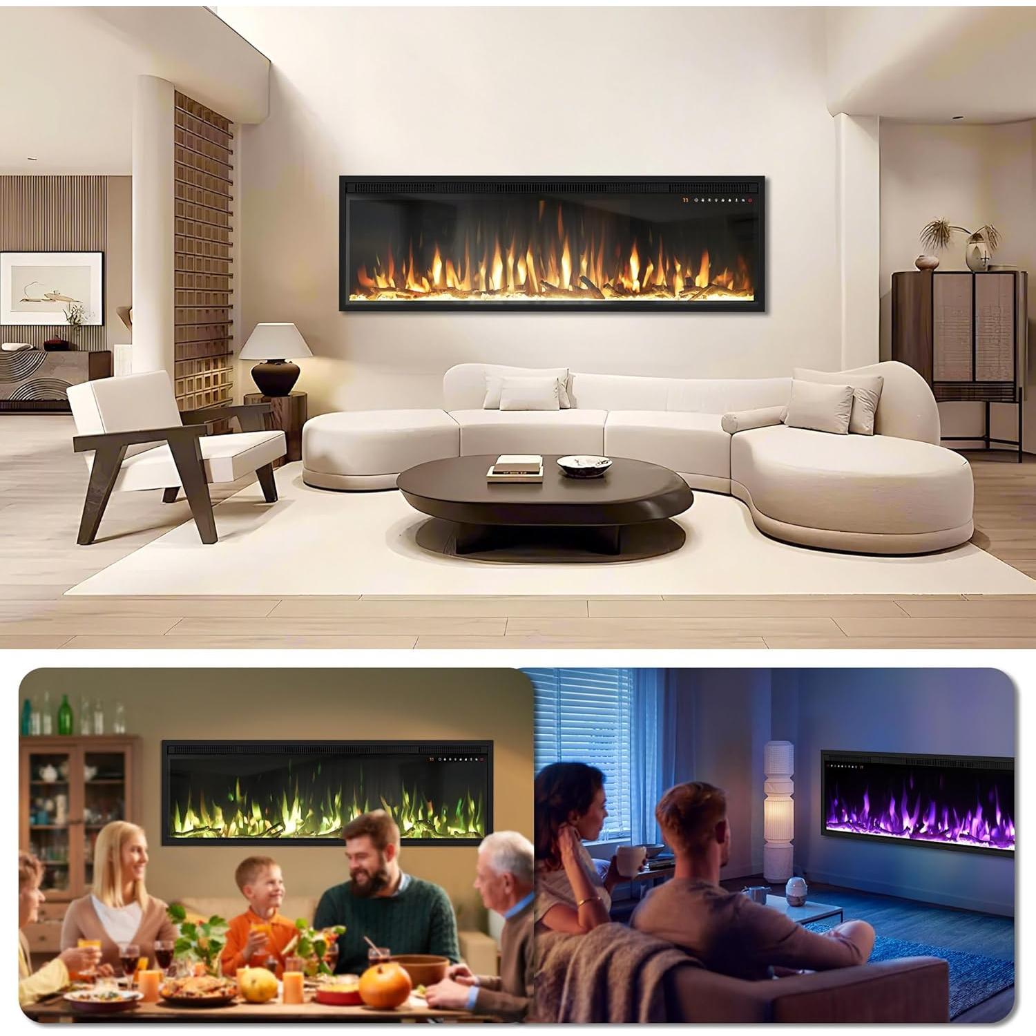 Chimenea eléctrica empotrada Riseon EFW-42A 1500W negra