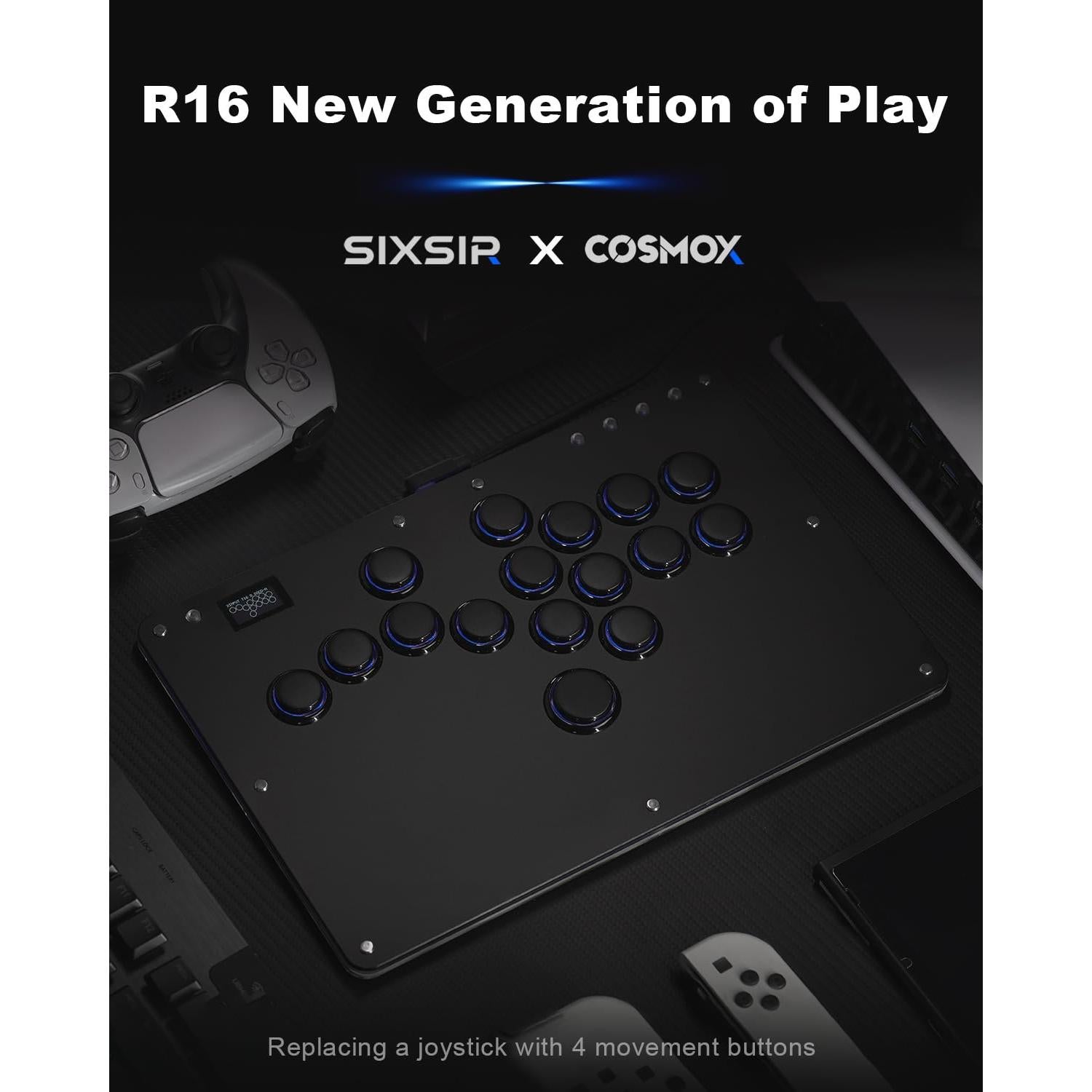 Controlador de Juegos Arcade SIXSIR R16 Negro - RGB Personalizable