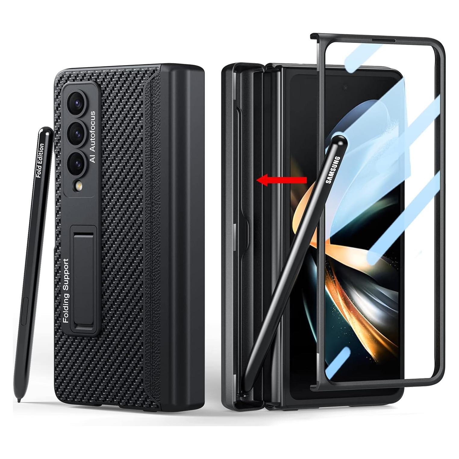 Funda Samsung Galaxy Z Fold 4 con Soporte para S Pen - Fibra de Carbono