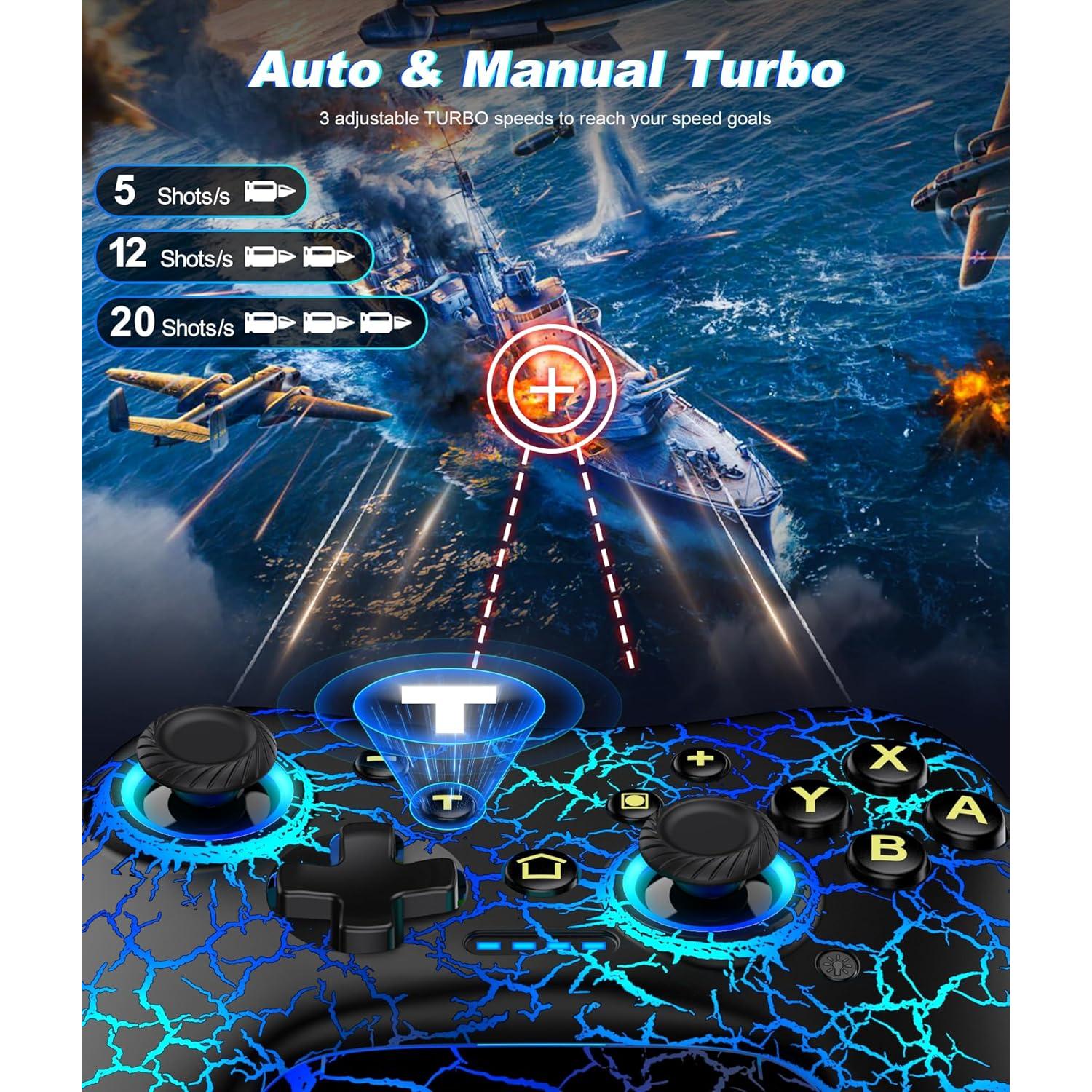 Controlador Inalámbrico Pro Qixun para Switch y PC - Negro