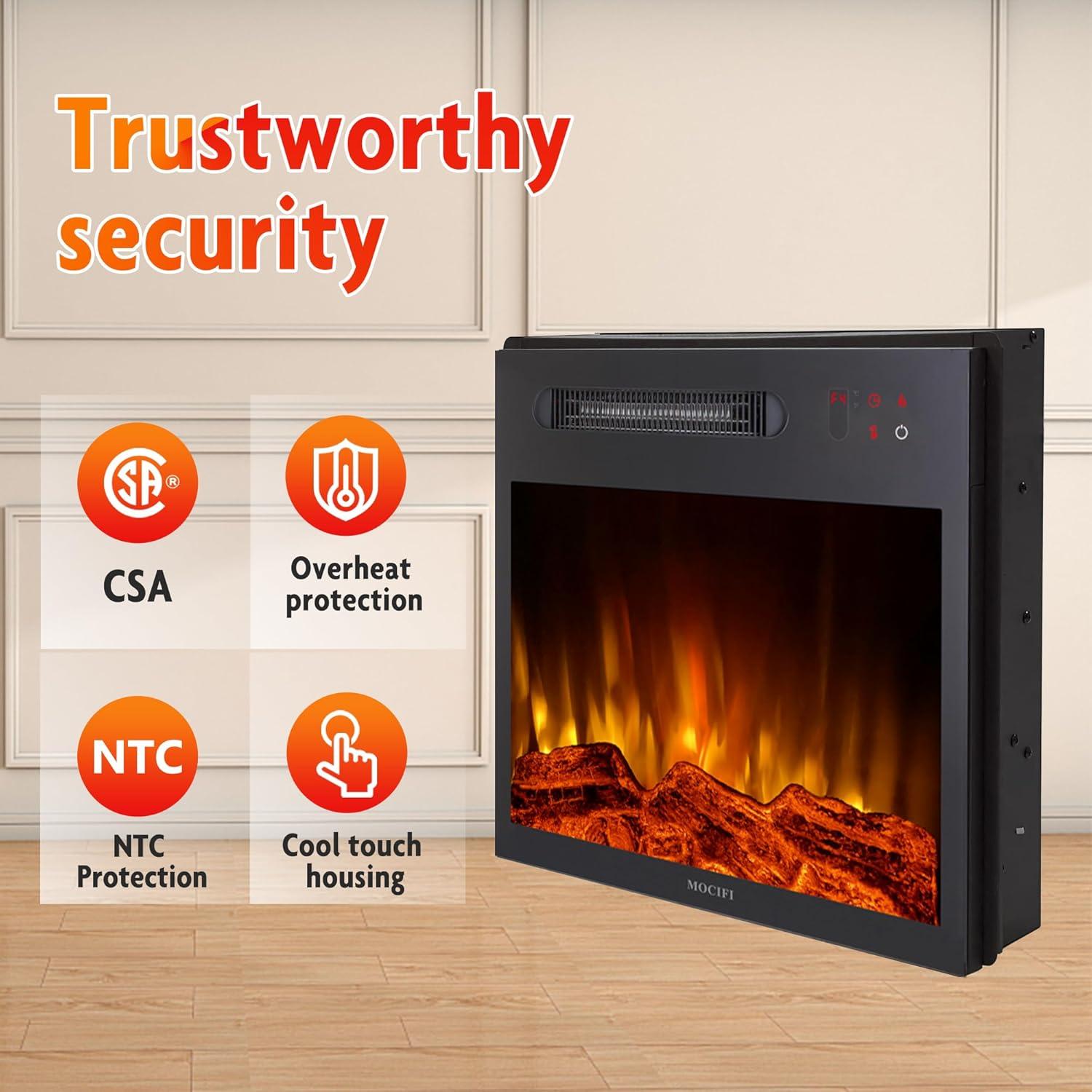 Chimenea Eléctrica MOCIFI 1000W 48.6x42.7cm Control Remoto