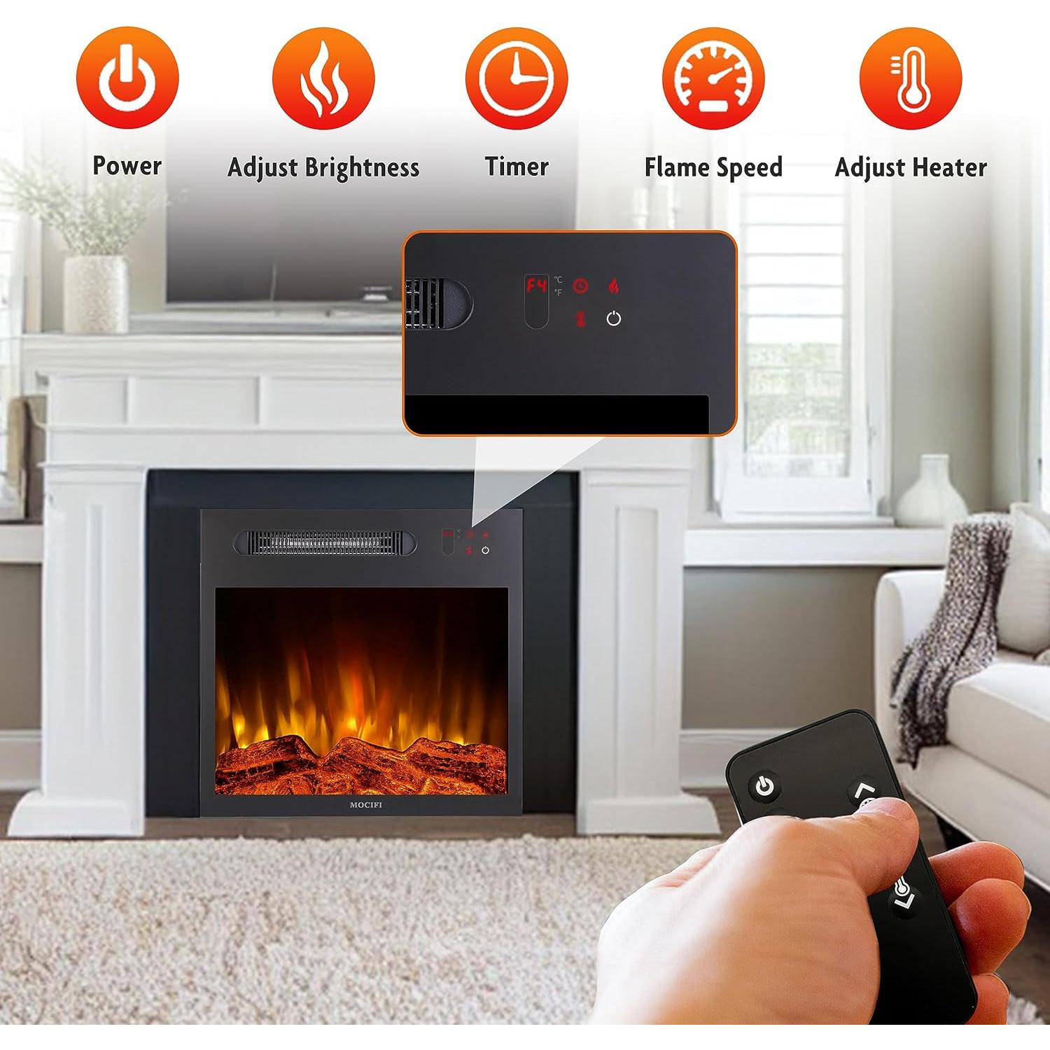 Chimenea Eléctrica MOCIFI 1000W 48.6x42.7cm Control Remoto