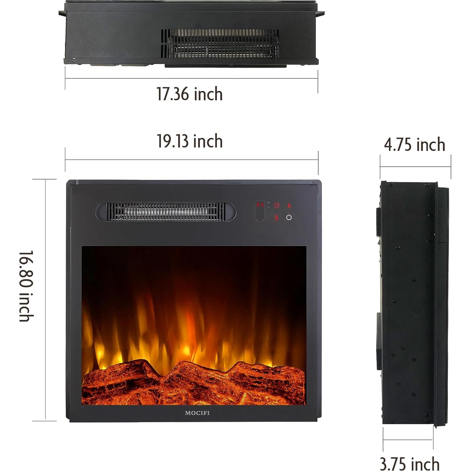 Chimenea Eléctrica MOCIFI 1000W 48.6x42.7cm Control Remoto