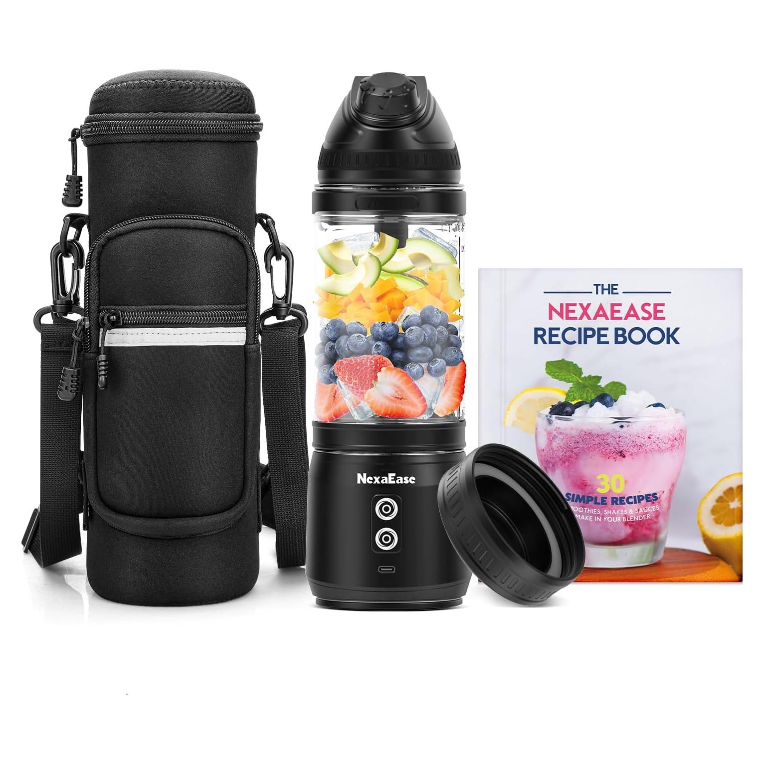 Licuadora Portátil NexaEase 700ml con Funda y Recetas